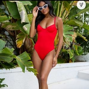 Kulanis Kinis x Lulus Red Ribbed One Piece